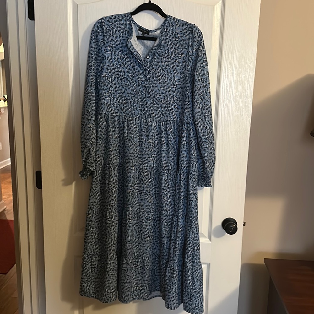Women’s Aly Daly Blue Maxi Dress with ruffle sleeves